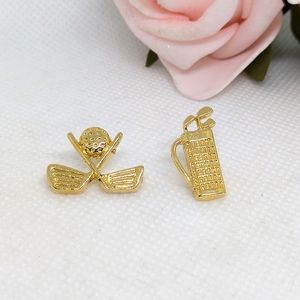 2 Vintage Golf Themed Lapel Hat Pins Tie Tack Golfing Gold Tone Unisex Men Women
